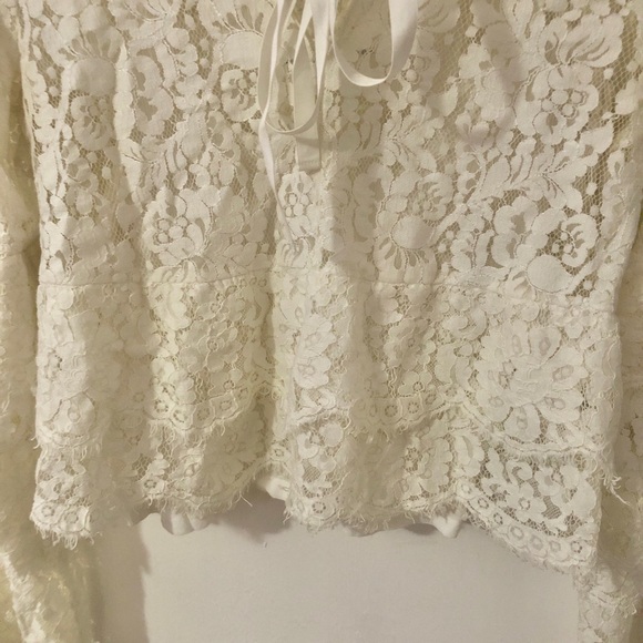 Robert Rodriguez Ivory Lace Tie-Neck Long Bell Sleeve Boho off White Blouse xs - Picture 3 of 11